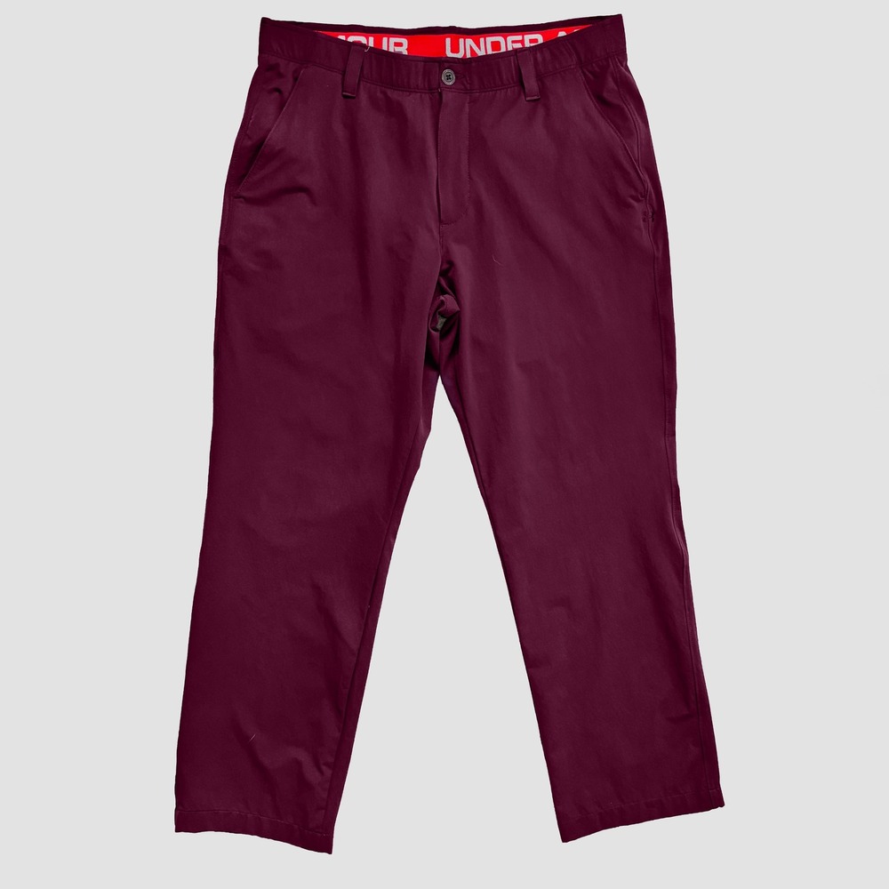 Under Armour Loose Fit Golf Pants Mens 36/30 Burgundy Maroon Performance
